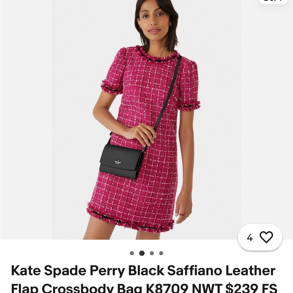 Kate Spade Perry Black Saffiano Leather Flap Crossbody Bag. STYLE K8709. NWT. - Picture 2 of 6